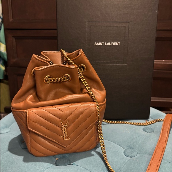 Saint Laurent Handbags - Saint Laurent Tan Leather Bucket Bag